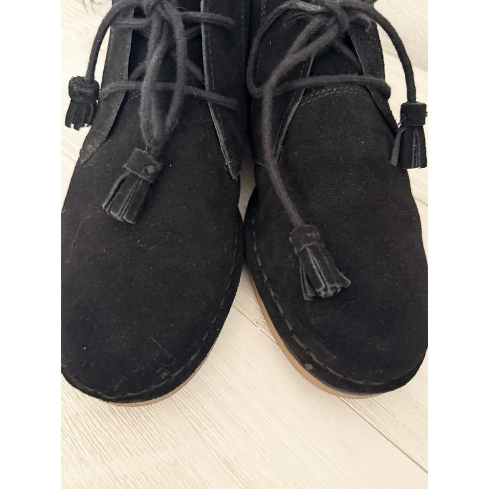 Tommy Bahama Ankle‎ Boots Women Size 9 Evert Black Suede Leather Chukka Tassel